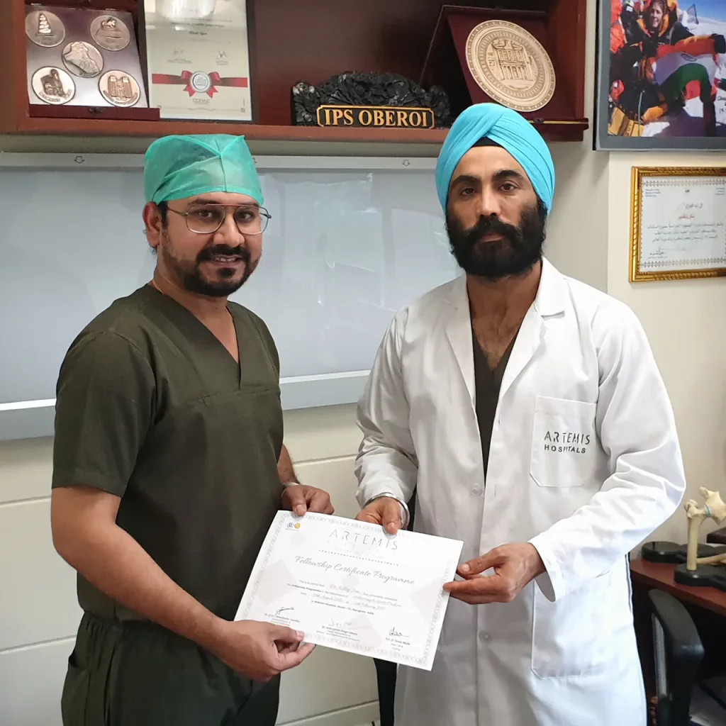 Fellowship in Sports Injuries & Joint Replacement at Artemis Hospital Gurgaon, India, led by Dr. IPS Oberoi, Director of Sports Injuries & Joint Replacements.